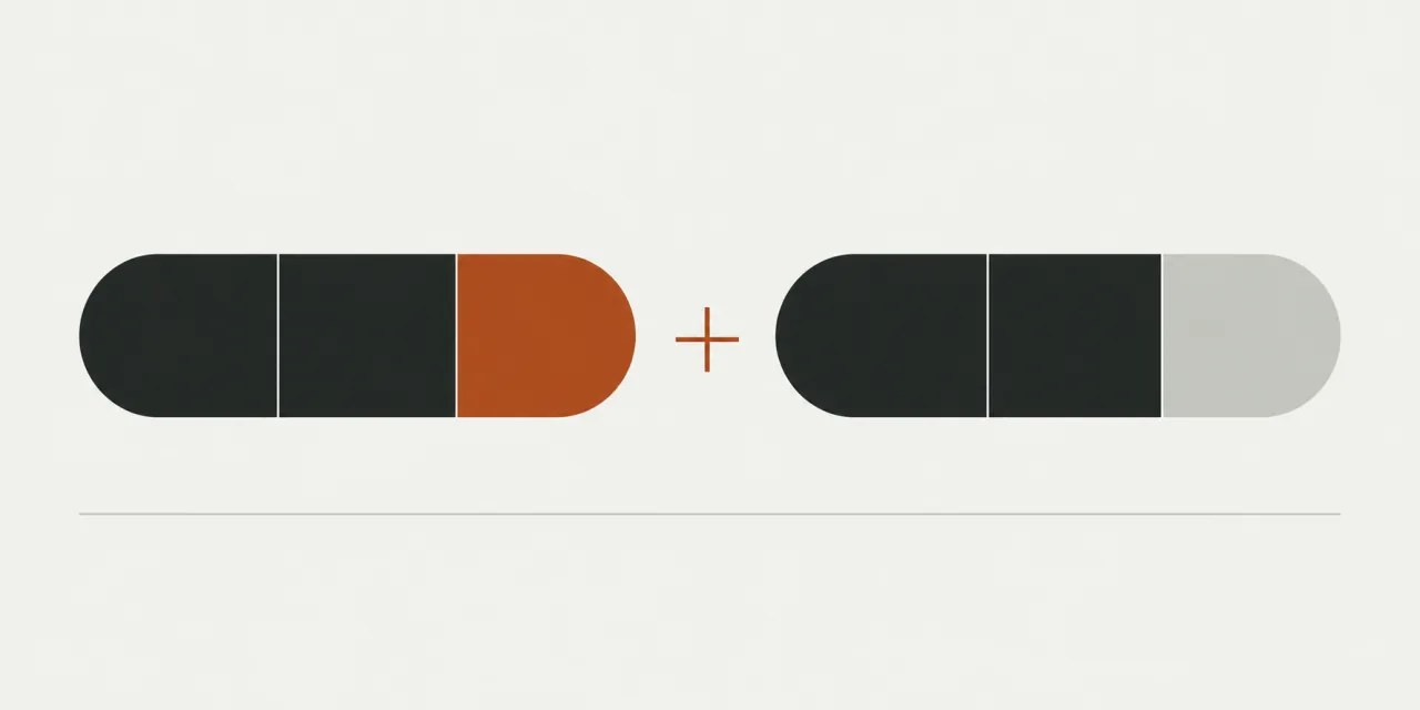 Schéma : deux pastilles découpées en trois segments, les deux premiers segments identiques et le troisième différent d’une pastille à l’autre