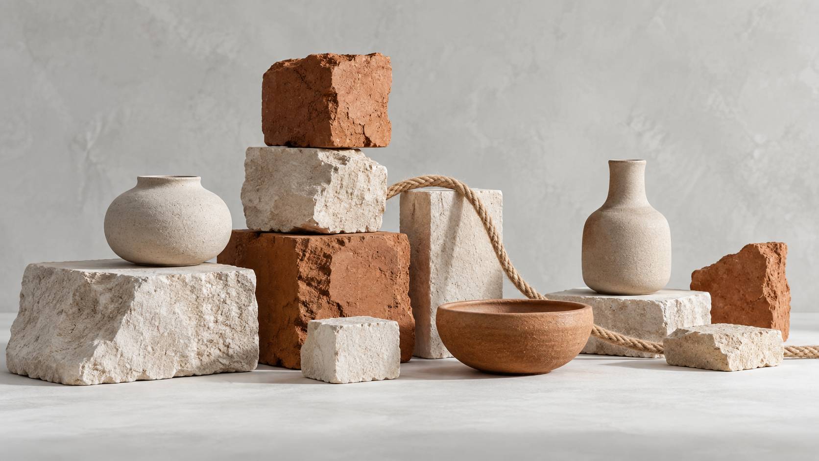 Cubes de construction empiles et petits contenants sur un plateau ardoise